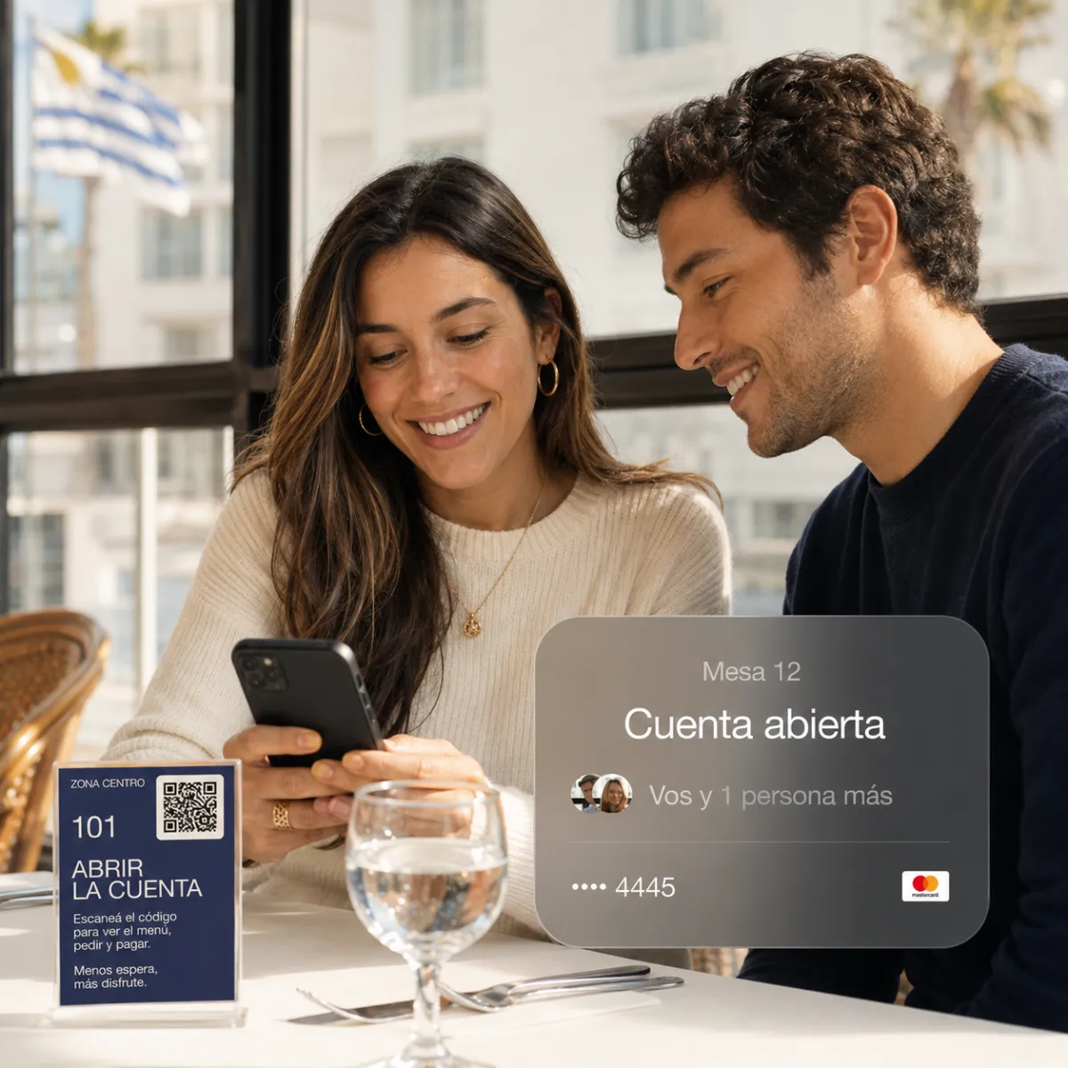 Cuenta QR de Fono en uso dentro de un restaurante