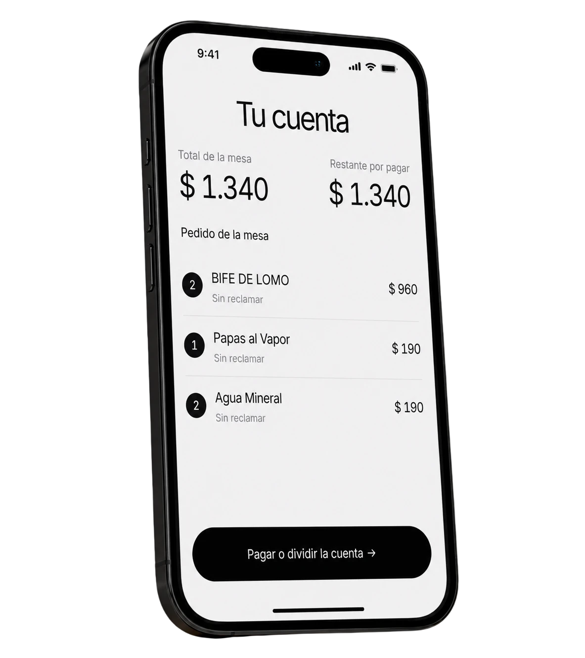iPhone realista con la cuenta en vivo de Fono abierta